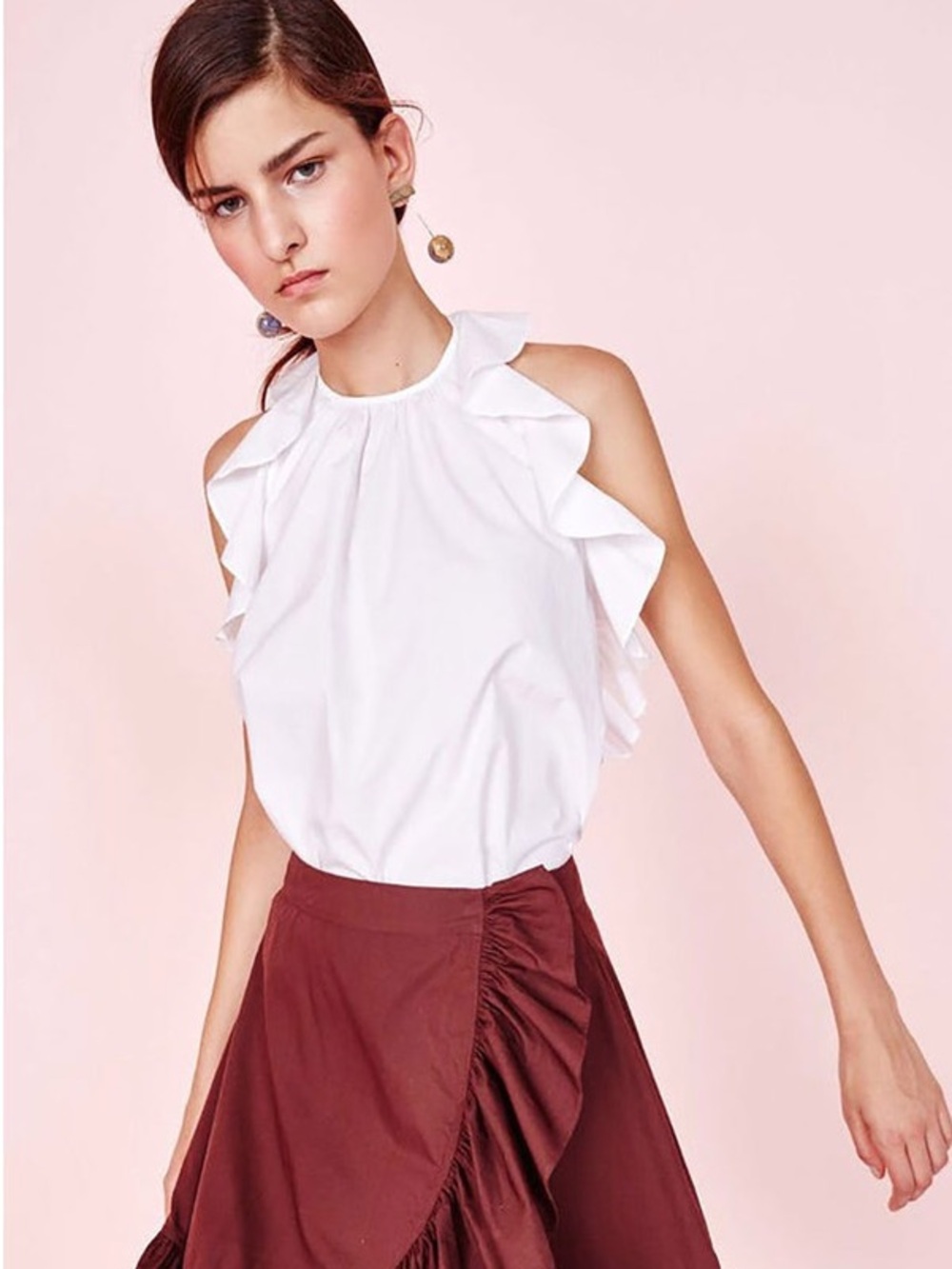 Ulla Johnson White Ruffle Halter Top